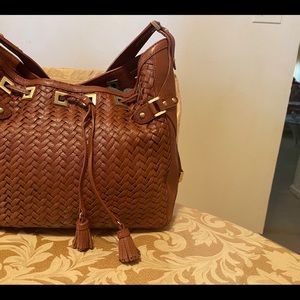 COLE HAAN GENEVIEVE WOVEN SADDLE BAG SHOULDER BAG